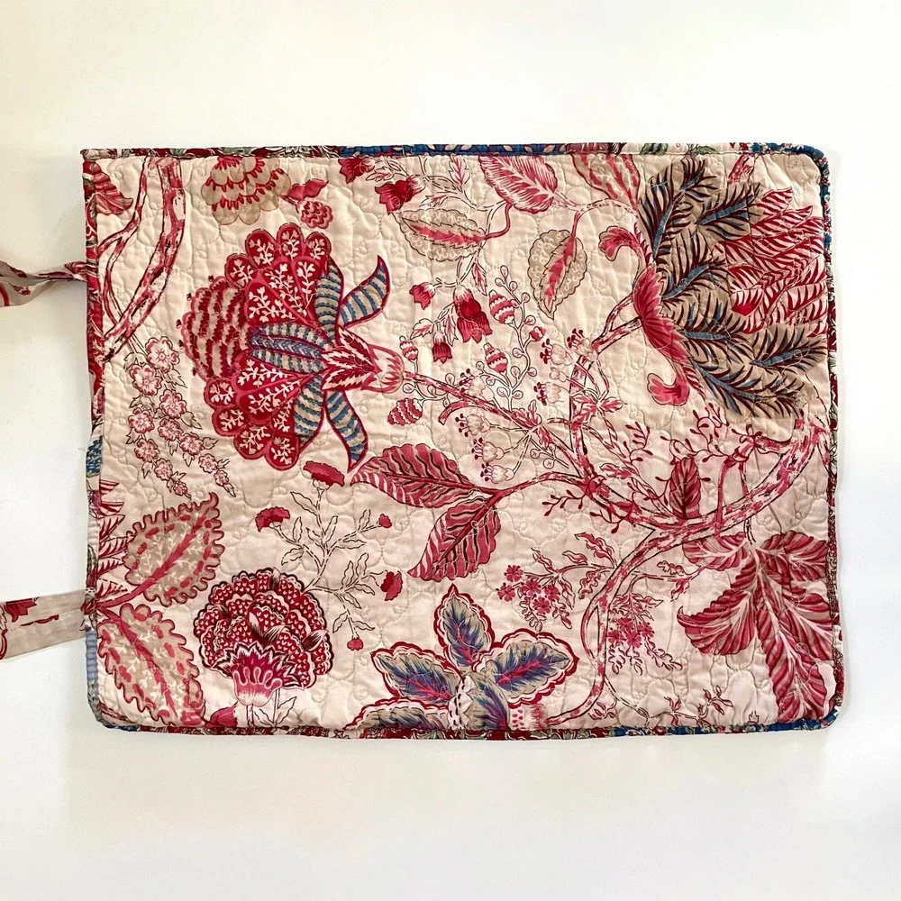 Quilted Patchwork Floral Pillow Sham Set of 4 Cottagecore Farmhouse Red Blue